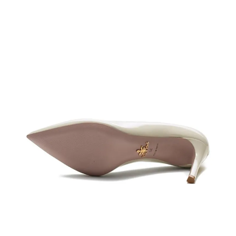 PRADA Pointed Patent Leather Heels 'White' Women's-4