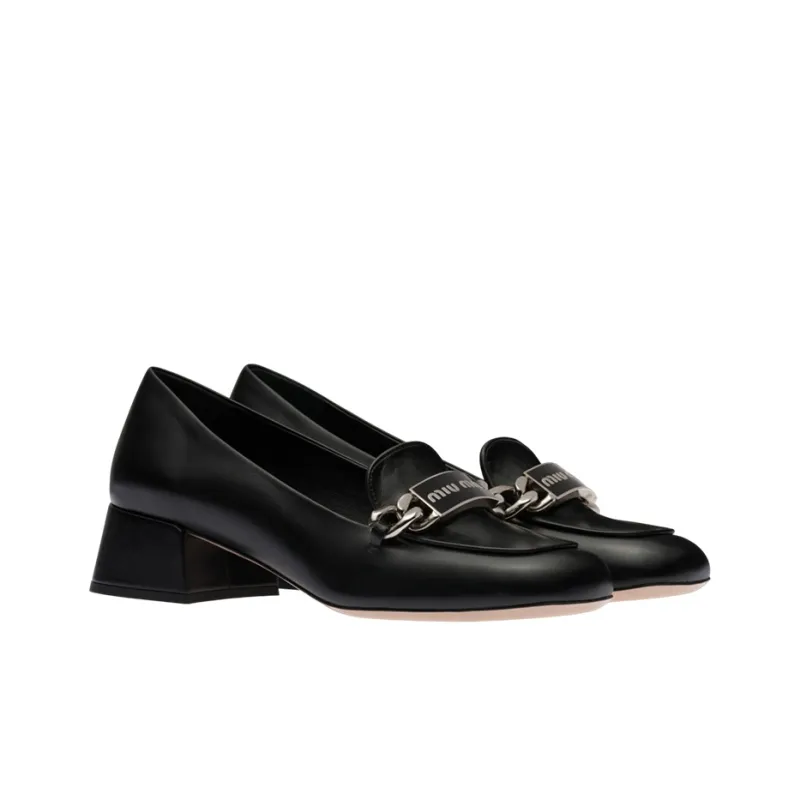 MIU MIU Block Heel High Heels 3.5cm Women's Black-2