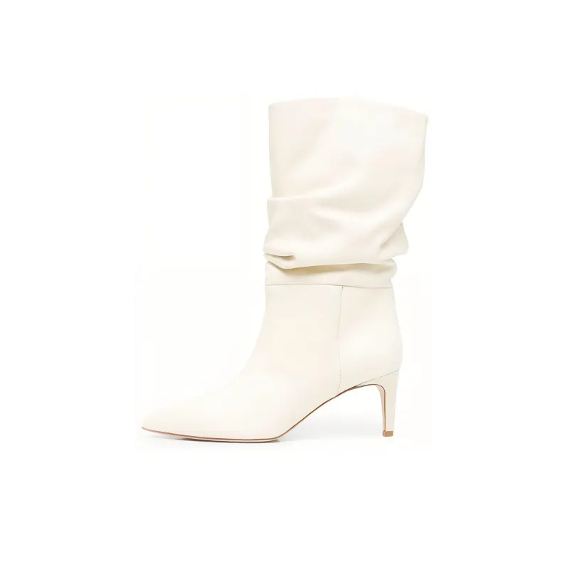 Paris Texas Slouchy Mid-Calf Boots Women's White-0