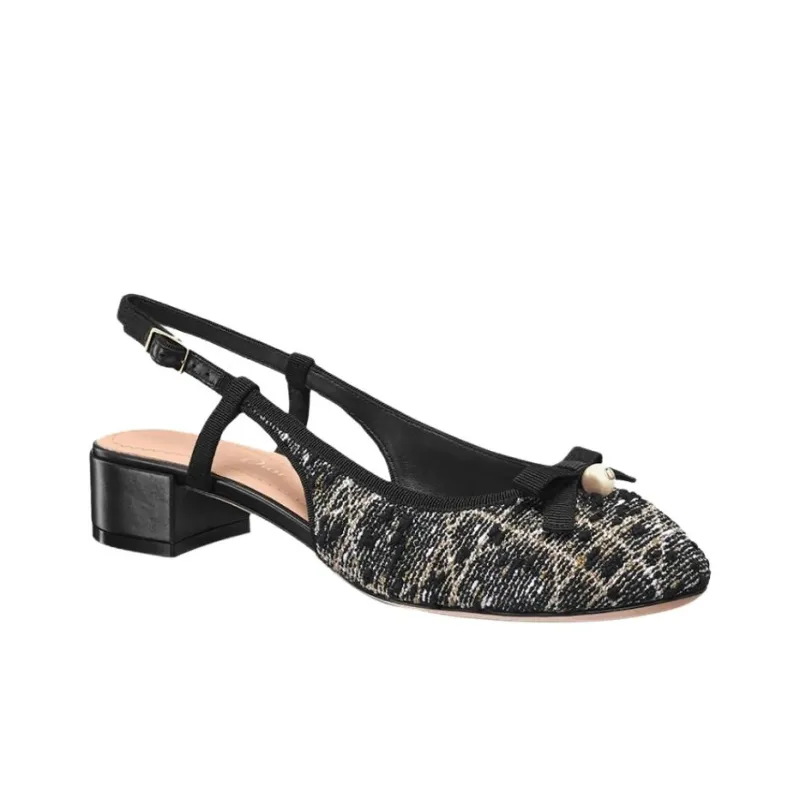 DIOR Chunky Heel High Heels 3cm Women's Black-2