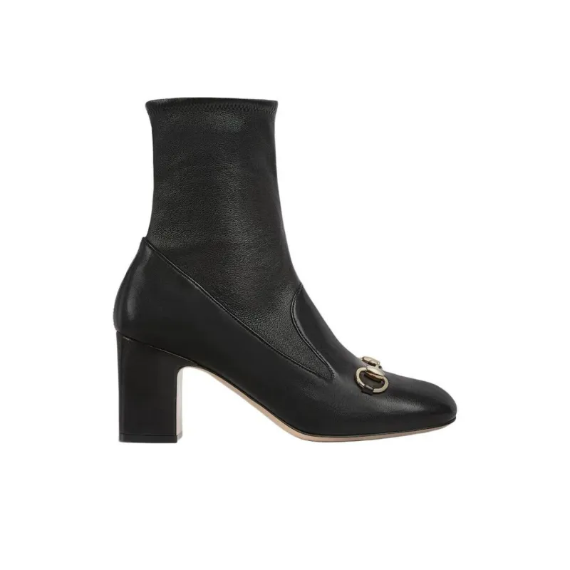 GUCCI Horsebit Ankle Boots 7.5cm Women's Black-1