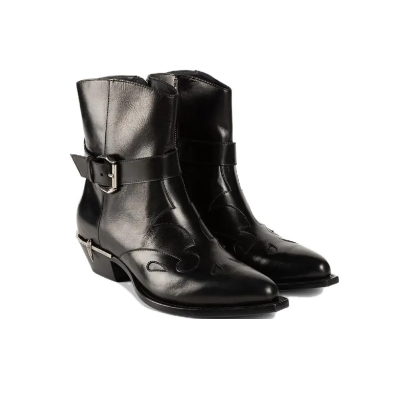 Roberto Cavalli Tiger Tooth Leather Boots-1