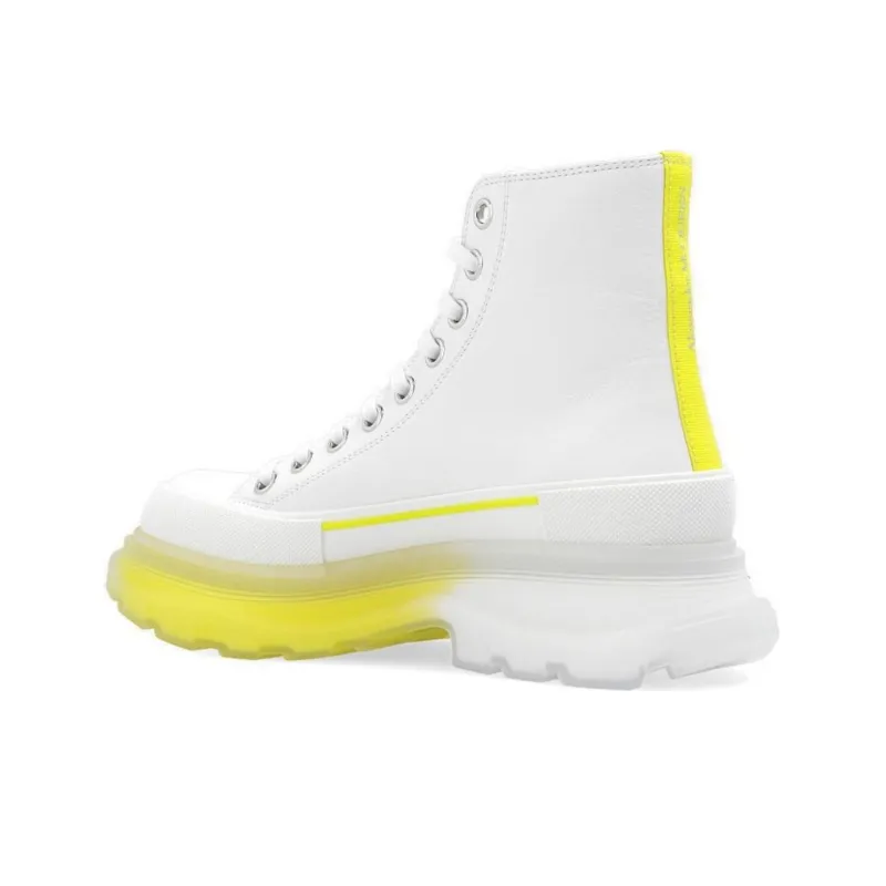 Alexander McQueen Tread Slick Lace Up Boot Leather White Lichen Yellow Gradient Women's-3