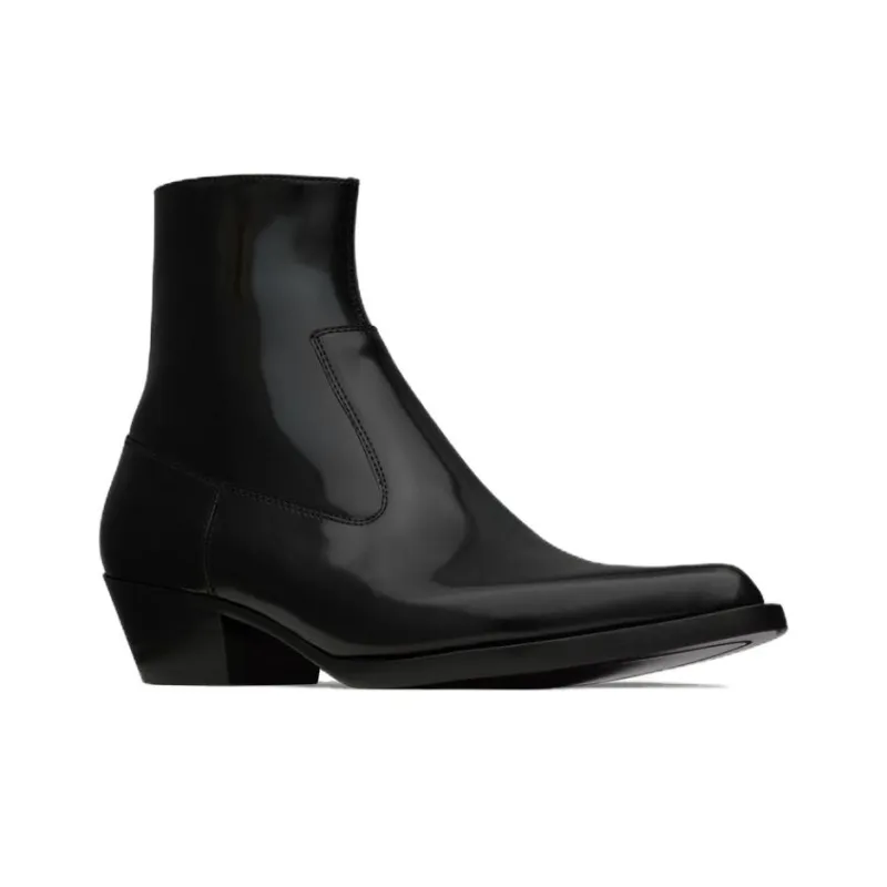 SAINT LAURENT Ankle Boots 4cm Women's Black-2
