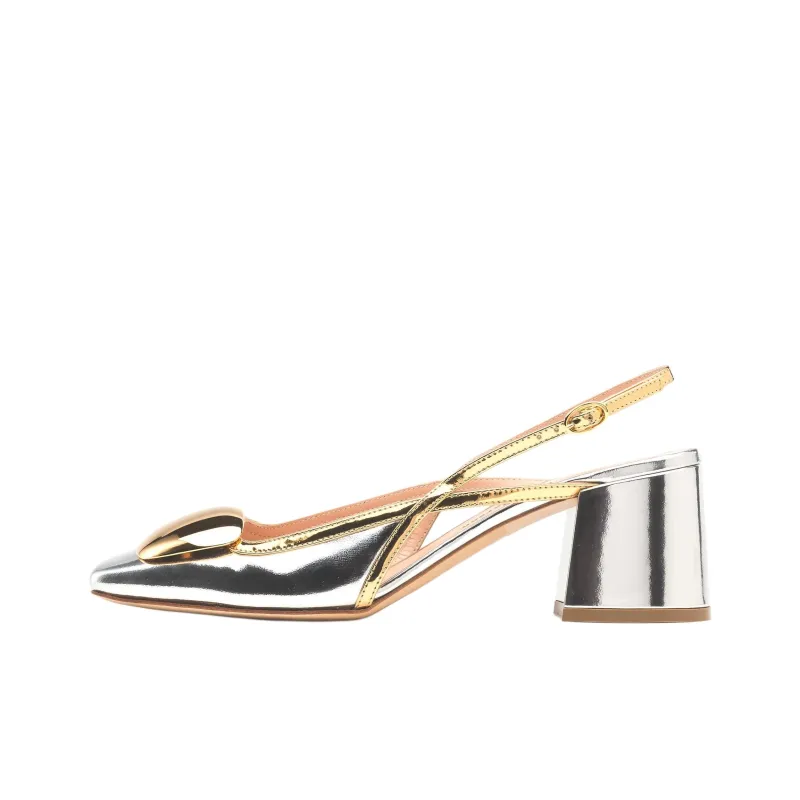 Rupert Sanderson Cavalla Chunky Heel High Heels 6cm Women's Silver-0