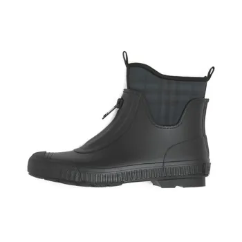Burberry Flinton Rain Boots Black Charcoal Rubber Women's