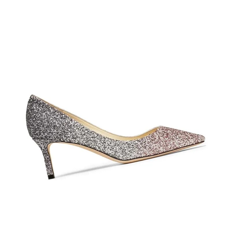Jimmy Choo ROMY Slim Heel High Heels 6CM Women's Pink Silver Gray Gradient-1
