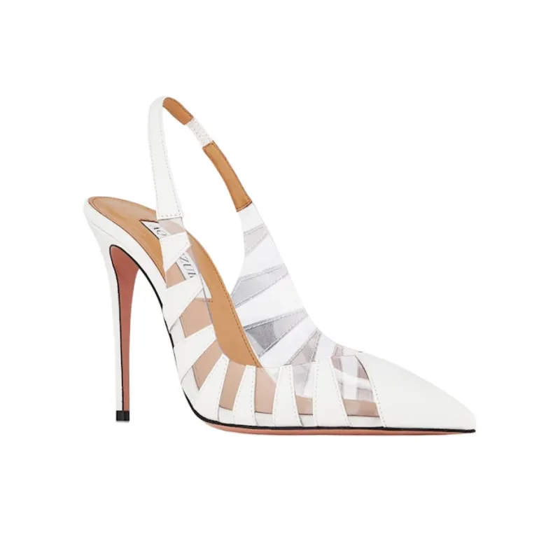 AQUAZZURA Hot Rumor Sling Slim Heel High Heels 10.5cm Women's White-2