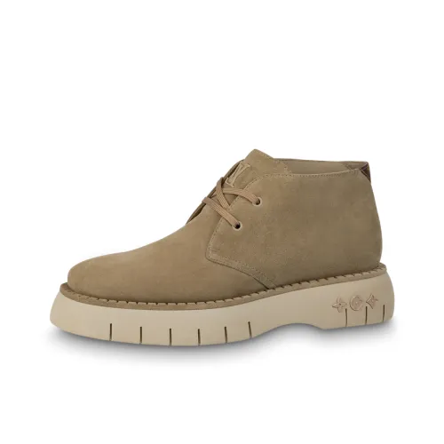 LOUIS VUITTON Square Suede Ankle Boots 'Beige'