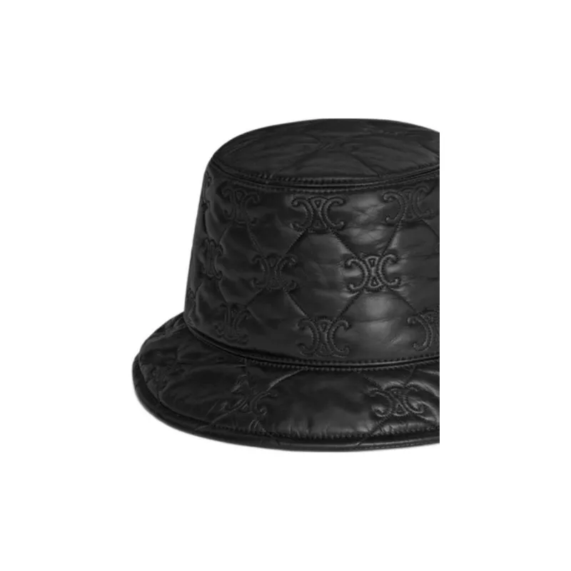 CELINE Triomphe Quilted Bucket Hat In Soft Lambskin-2
