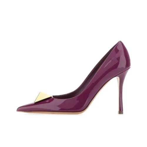Valentino One Stud Slim Heel High Heels 10.5cm Women's Purple