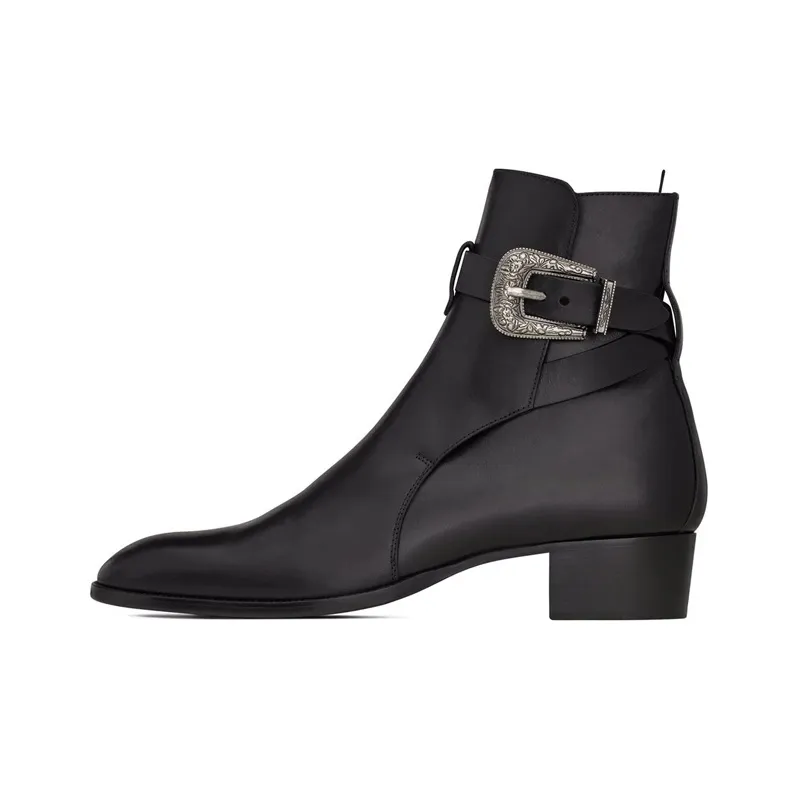 SAINT LAURENT Ankle Boots 4cm Men's Black-0