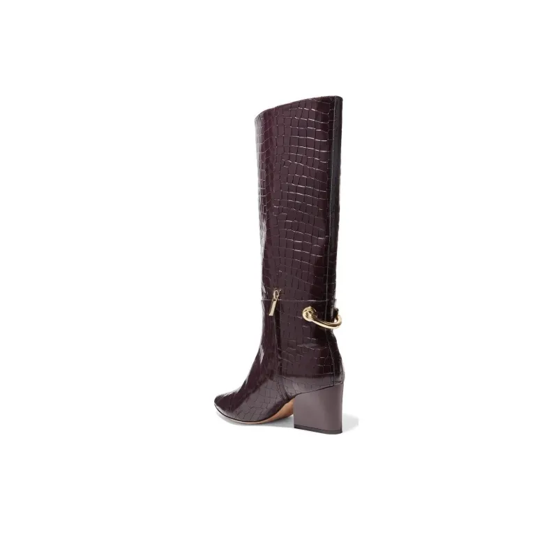 TIBI Knee-high Boots 6.5cm Women's Burgundy-2