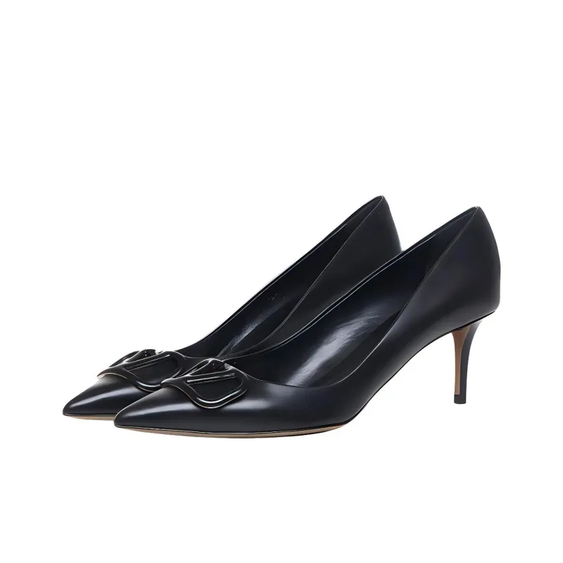 Valentino Vlogo Slim Heel High Heels 6cm Women's Black-2