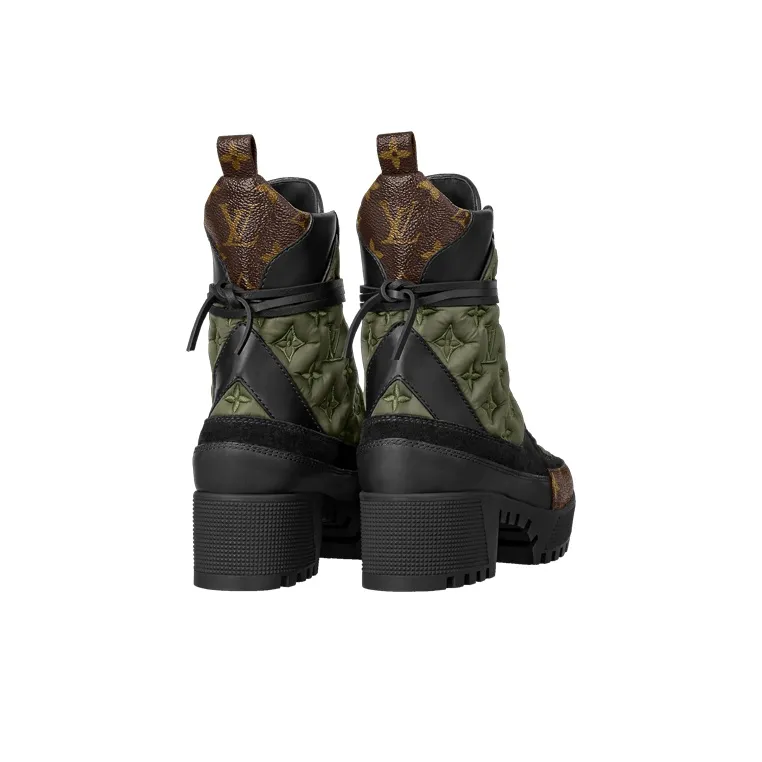 LOUIS VUITTON Laureate Platform Ankle Boots Women's Green-3