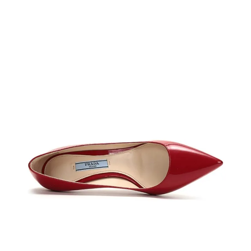 PRADA Pointed Patent Leather Heels 'Red' Women's-4
