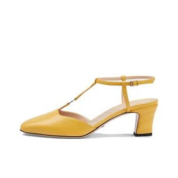 GUCCI PETITE GG Spool Heel High Heels 5.5cm Women's Yellow