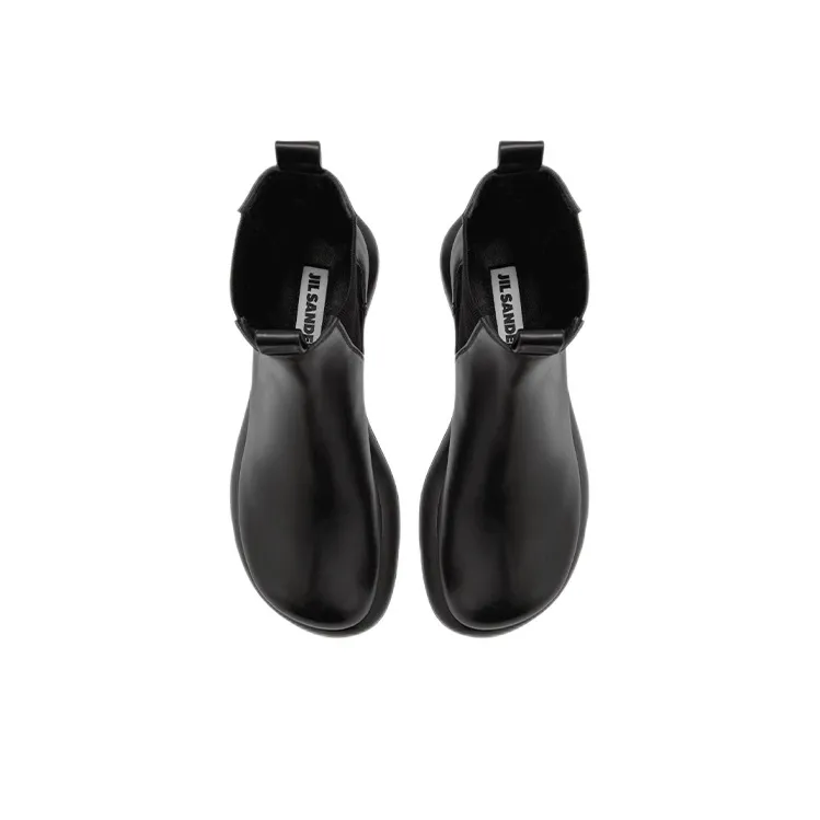 JIL SANDER Elasticated-panel Leather Boots-2