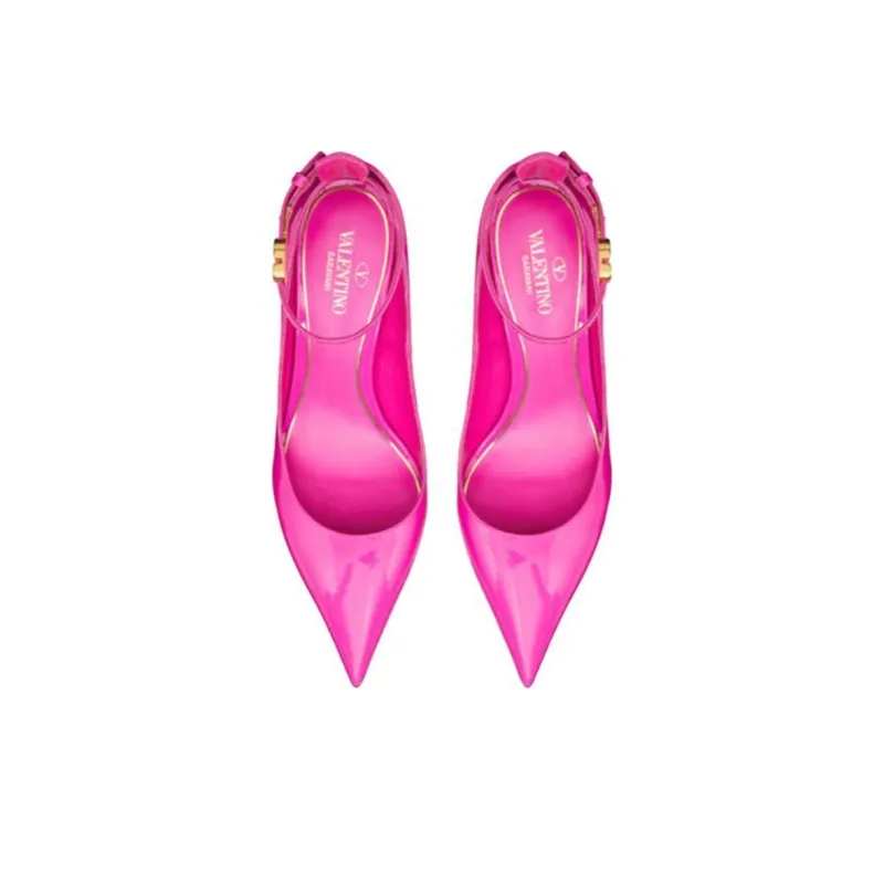 Valentino Tan Go GARAVANI Slim Heel High Heels 7cm Women's Pink-3