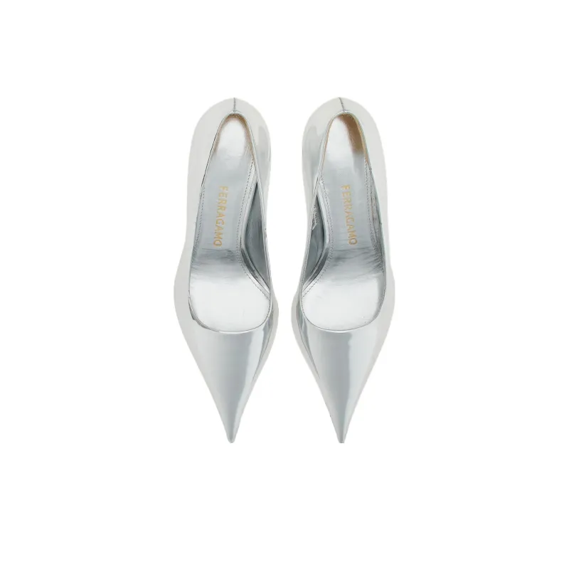 FERRAGAMO Eva 105mm Metallic-finish Pumps-2