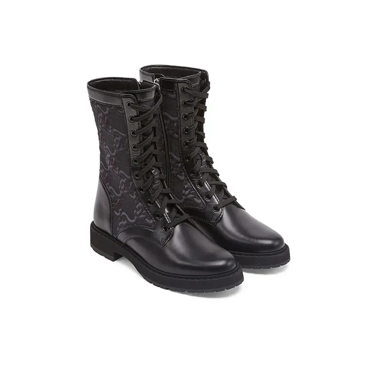 FENDI Women's Leather Biker Boot 'Black'-2
