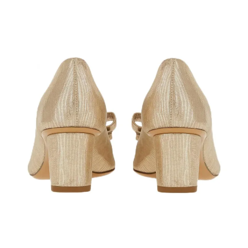 FERRAGAMO Viva Block Heel High Heels 5.5cm Women's Metal-3
