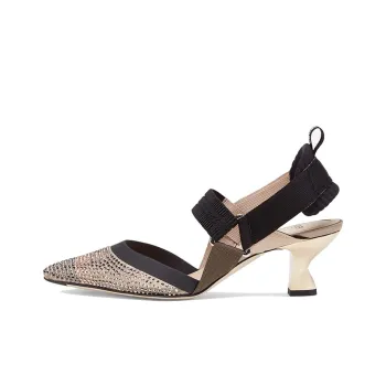 FENDI Colibri Slim Heel Sandal Women's Black Gold