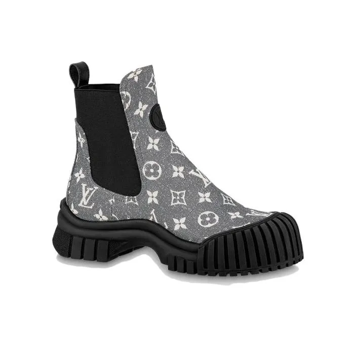 LOUIS VUITTON Ruby Short Chelsea Boots Women's Gray-4
