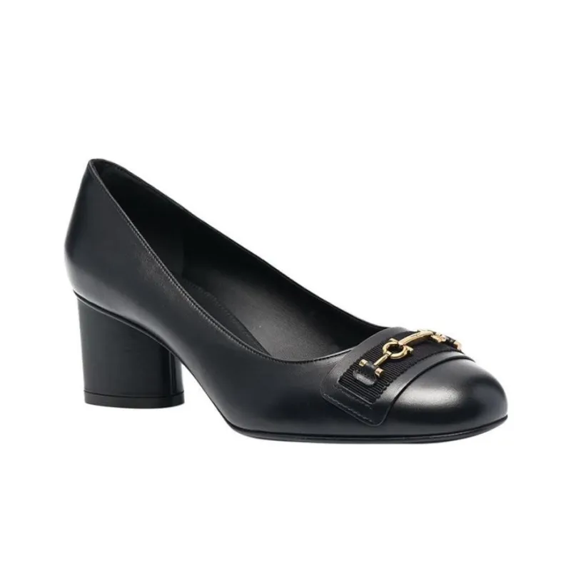 FERRAGAMO Chunky Heel High Heels 5.5cm Women's Black-1