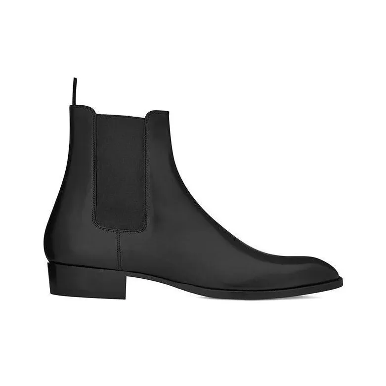 SAINT LAURENT Wyatt Ankle-Length Chelsea Boots Men's Black-1