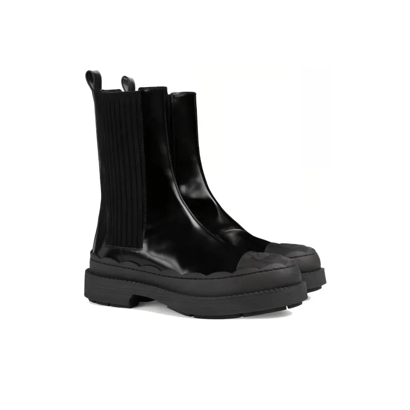 GUCCI Interlocking G-logo Leather Boots-1