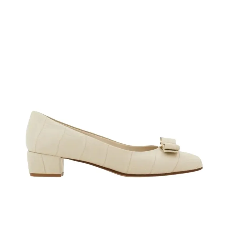 FERRAGAMO Vara High Heels 3cm Women's Beige-1