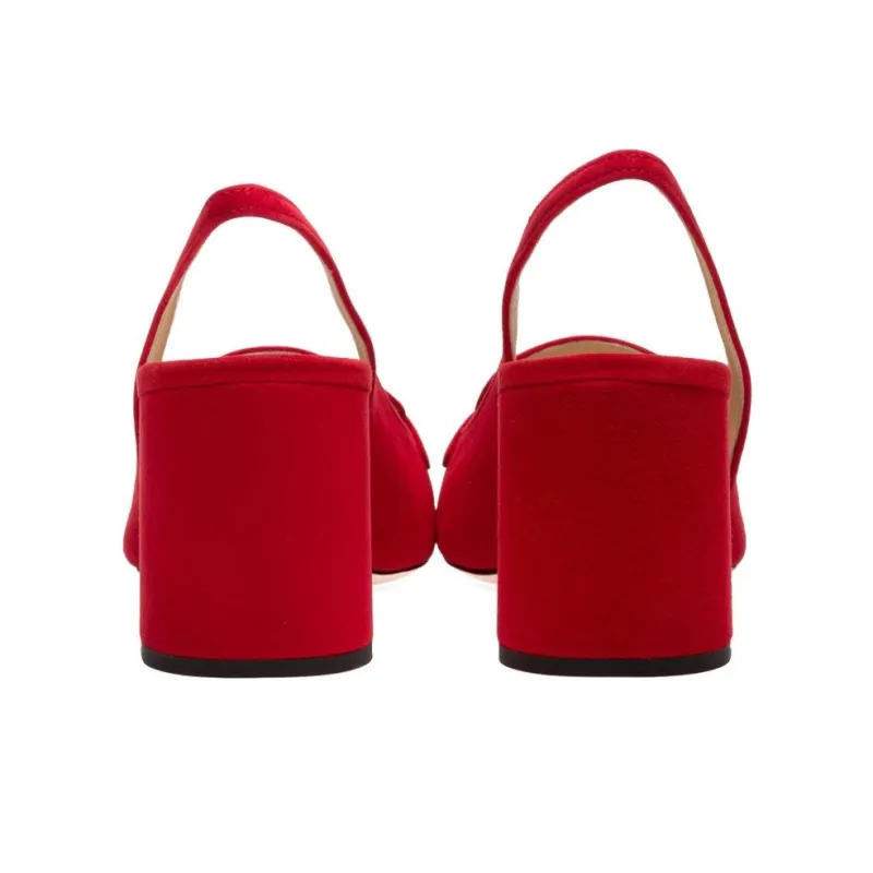 PRADA Chunky Heel High Heels Women's Red-4