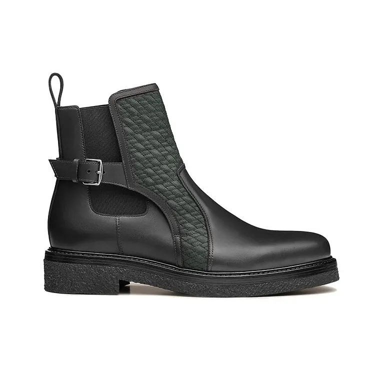 HERMES Distance Ankle Boots Men's Black Green-1