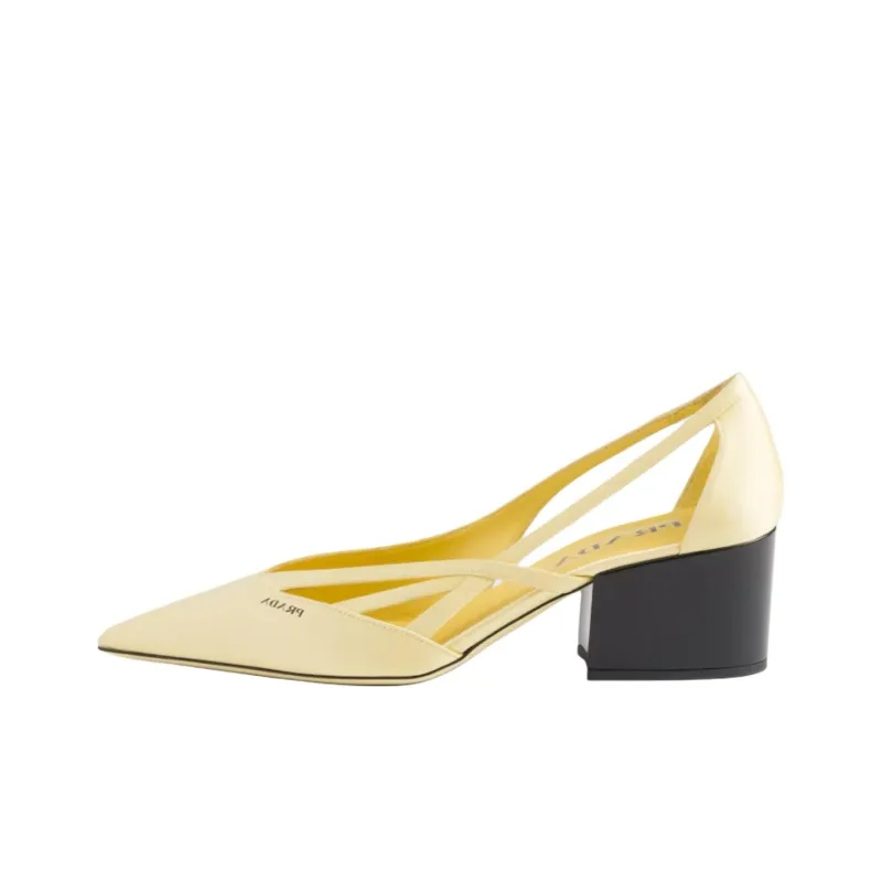 PRADA Chunky Heel High Heels 5.5cm Women's Yellow-0