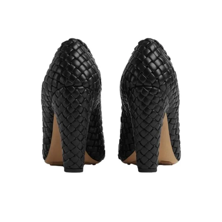 Bottega Veneta Canalazzo Chunky Heel High Heels 10cm Women's Black-3