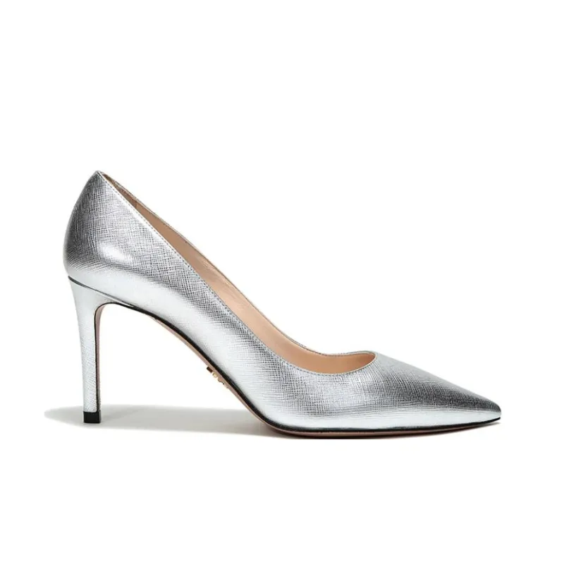 PRADA Slim Heel High Heels 8.5cm Women's Silver-1