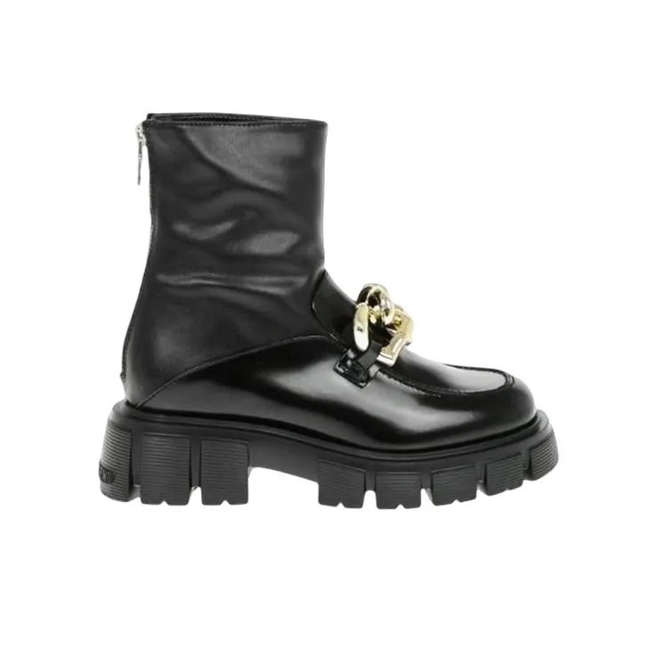Love MOSCHINO Chain-embellished Leather Boots-1