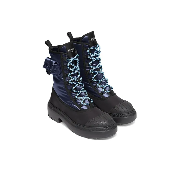 FENDI Domino Fashion Ankle Boots Women's Blue-3