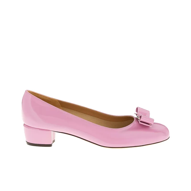 FERRAGAMO Vara Block Heel High Heels 3cm Women's Pink-1