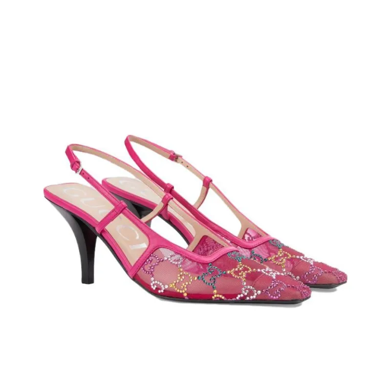 GUCCI Slim Heel High Heels 7.5cm Women's Fuchsia-1