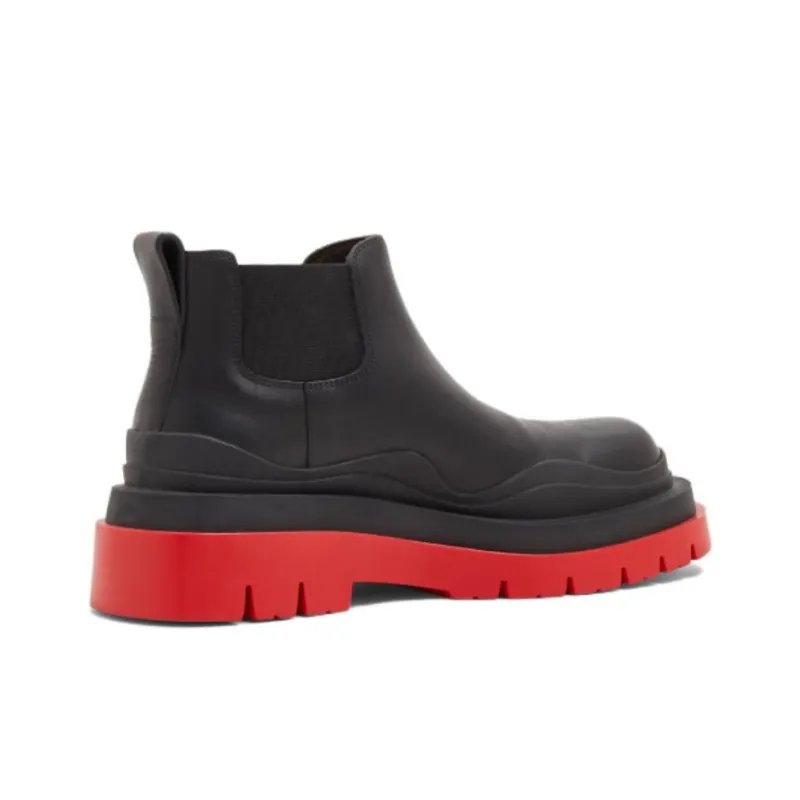Bottega Veneta Tire Ankle Chelsea Boot Black Red Women's-3