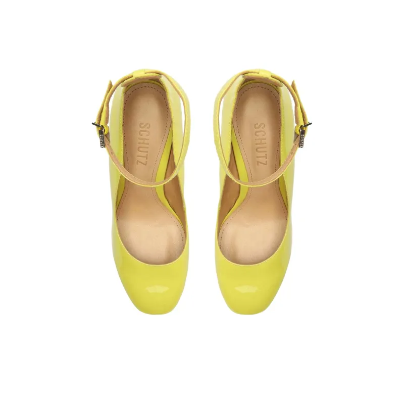 Schutz Renee Chunky Heel High Heels 14.2cm Women's Neon Green-4