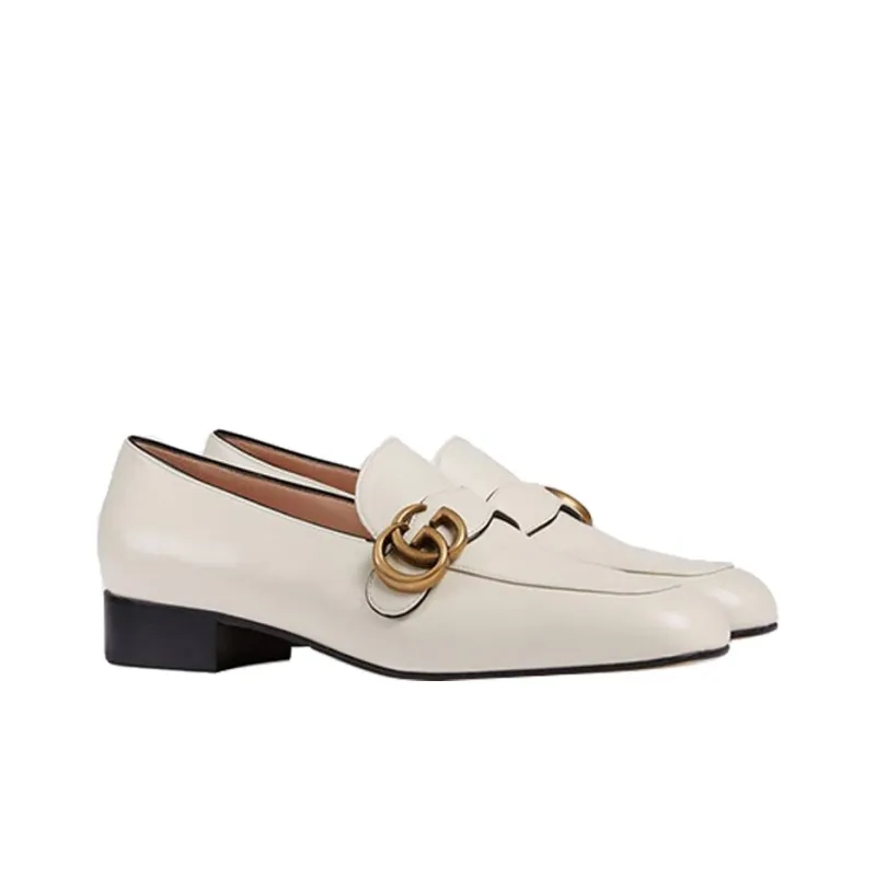 GUCCI Double G Block Heel High Heels Women's White-1