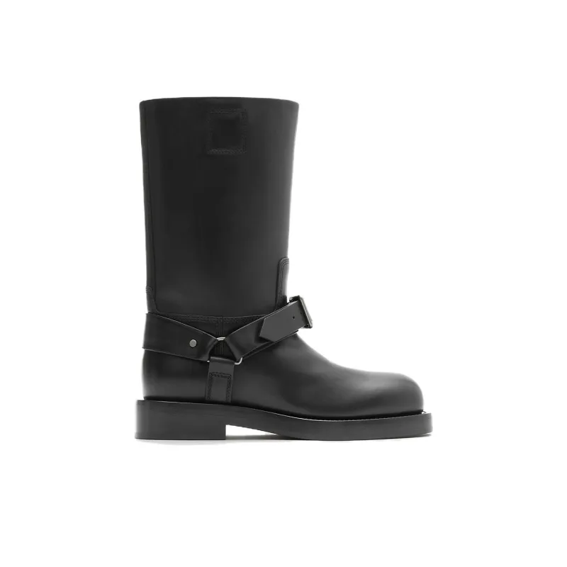 Burberry Women's Leather Saddle Low Boot 'Black'-1
