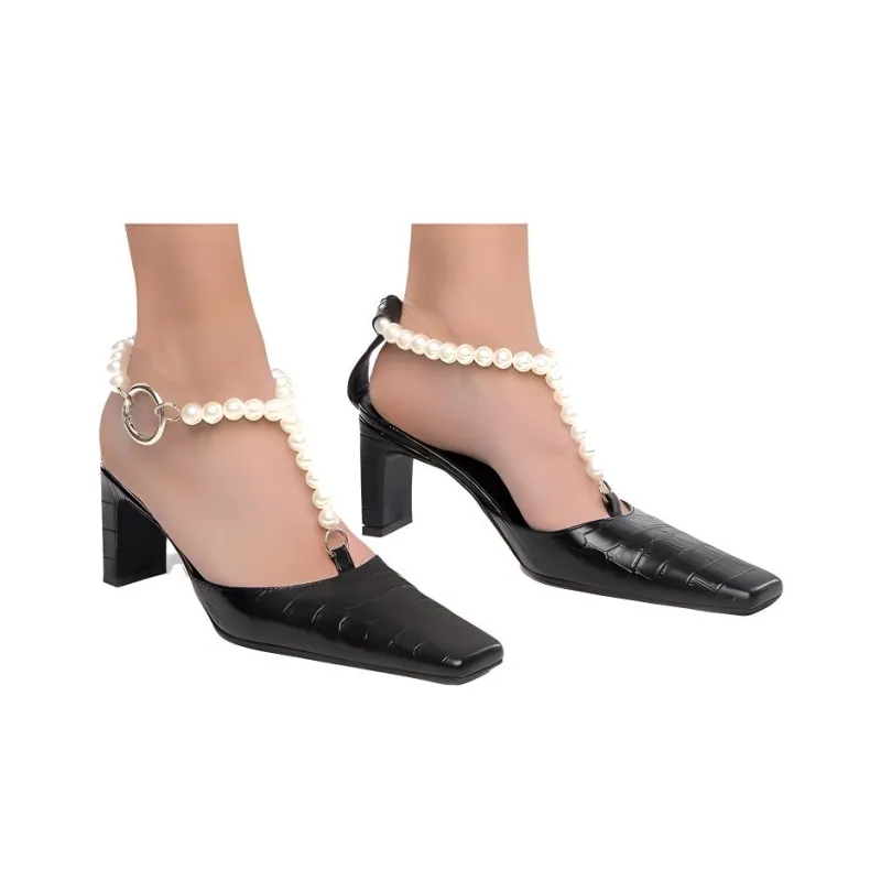 Nina Zarqua Gogola Chunky Heel High Heels Women's Black-1