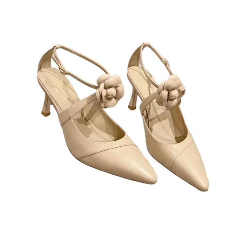 CHANEL Slim Heel High Heels Women's Beige-3