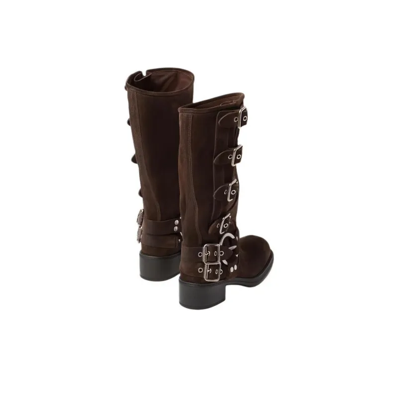 MIU MIU Buckle detail Block heel Boots-3