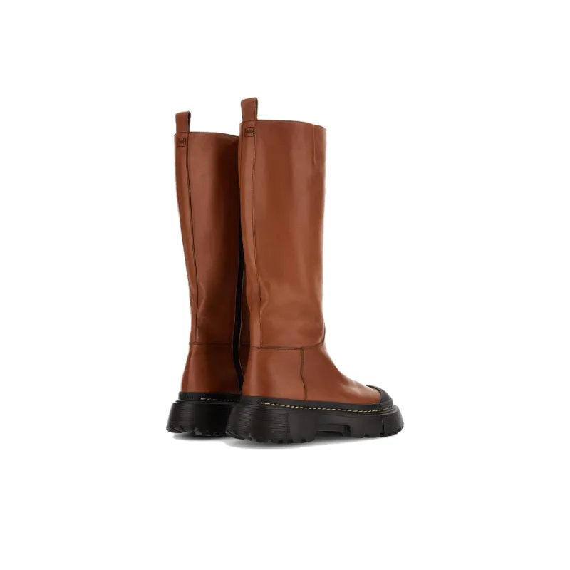 HOGAN Knee high Boots 5cm Women's Brown-4