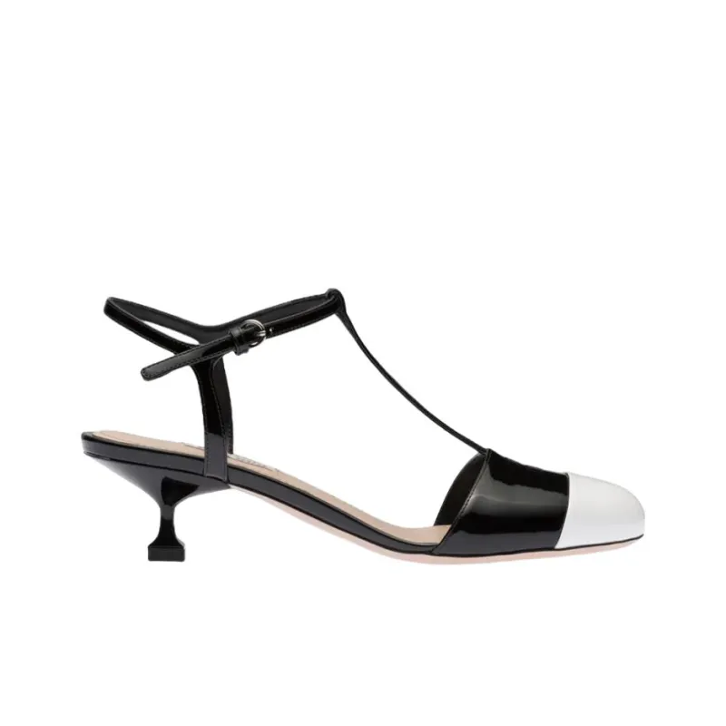 MIU MIU Killer Slim Heel High Heels Women's Black White-1